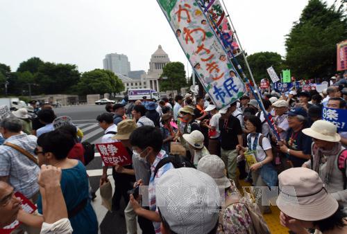 Quang cảnh cuộc biểu t&igrave;nh ở thủ đ&ocirc; Tokyo, Nhật Bản ng&agrave;y 14/6
