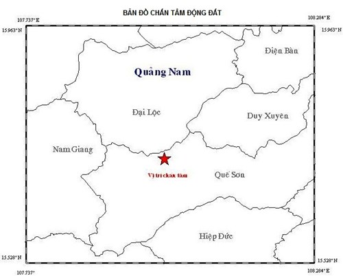 Tin tức mới cập nhật h&ocirc;m nay ng&agrave;y 16/5/2015 cho biết trận động đất 2,5 độ richter xảy ra tại Quế Sơn