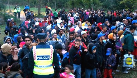H&agrave;ng chục ngh&igrave;n di d&acirc;n đ&atilde; k&eacute;o tới Hungary từ Croatia để tiếp tục h&agrave;nh tr&igrave;nh tới T&acirc;y &Acirc;u