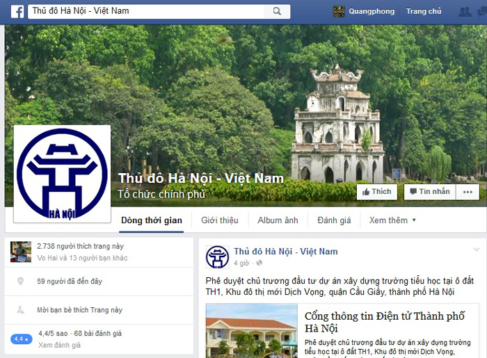 H&agrave; Nội cấp th&ocirc;ng tin chỉ đạo, điều h&agrave;nh tr&ecirc;n Facebook