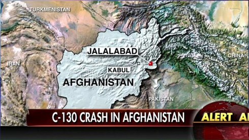 Đồ họa vị tr&iacute; m&aacute;y bay vận tải qu&acirc;n sự Mỹ C-130 rơi ở Afghanistan