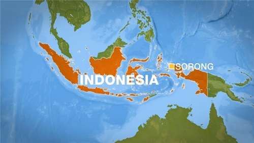 Vị tr&iacute; động đất xảy ra ở Indonesia