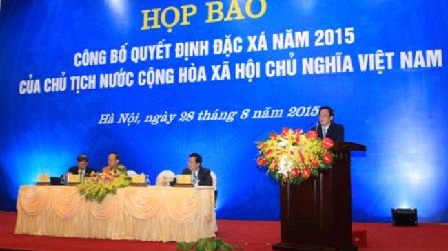 Họp b&aacute;o c&ocirc;ng bố Quyết định đặc x&aacute; năm 2015 của Chủ tịch nước, theo tin tức mới cập nhật trong nước 