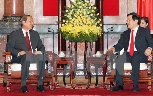 Chủ tịch nước Trương Tấn Sang tiếp Bộ trưởng, Chủ nhiệm Văn ph&ograve;ng Chủ tịch nước L&agrave;o Phongsavath Boupha