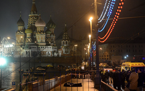 Hiện trường nơi xảy ra vụ ám sát ông Boris Nemtsov Hiện trường nơi xảy ra vụ ám sát ông Boris Nemtsov