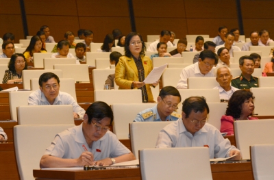 Đại biểu Quốc Hội th&agrave;nh phố H&agrave; Nội ph&aacute;t biểu &yacute; kiến tại hội trường