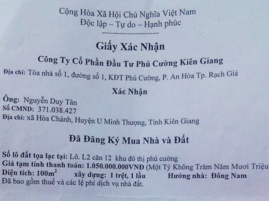 Giấy x&aacute;c nhận nộp tiền của &ocirc;ng T&acirc;n được x&aacute;c minh l&agrave; giả, theo những tin ph&aacute;p luật 24h qua
