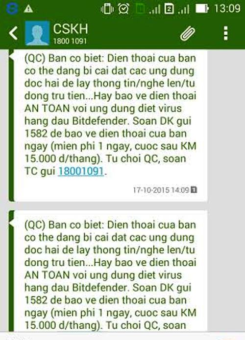 tin nhắn r&aacute;c của vinaphone