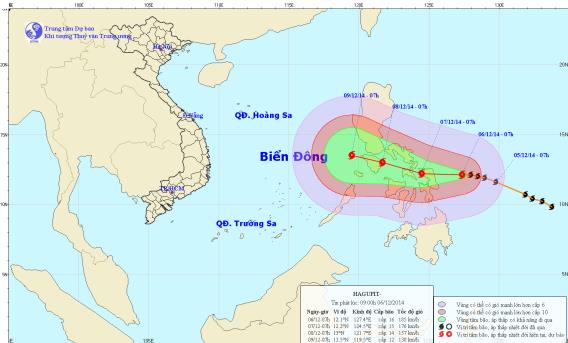 Tin b&atilde;o mới nhất từ TTKTTV cho hay b&atilde;o Hagupit sẽ đổ bộ v&agrave;o Philippin trong đ&ecirc;m n&agrave;y hoặc s&aacute;ng sớm mai