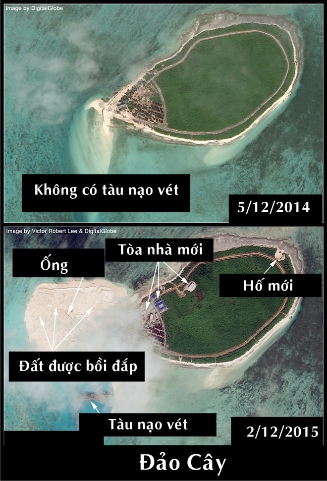 Trung Quốc tăng cường c&aacute;c hoạt động x&acirc;y dựng tr&aacute;i ph&eacute;p ở đảo C&acirc;y thuộc chủ quyền của Biển Đ&ocirc;ng Việt Nam
