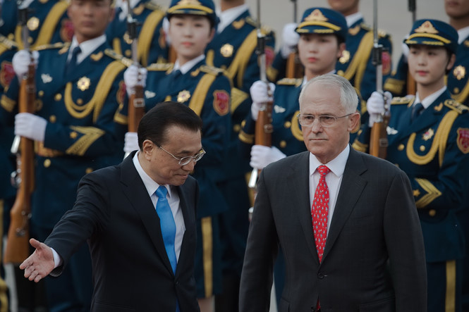Thủ tướng Australia Malcolm Turnbull đ&atilde; đề cập nhiều đến t&igrave;nh h&igrave;nh Biển Đ&ocirc;ng hiện nay trong chuyến thăm Trung Quốc.