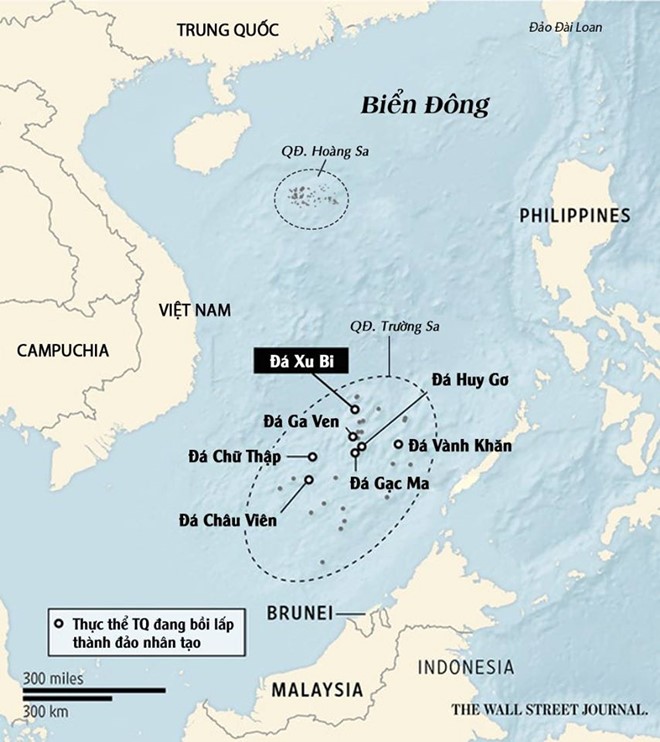 Trung Quốc bồi lấp tr&aacute;i ph&eacute;p 7 thực thể tại quần đảo Trường Sa của Biển Đ&ocirc;ng Việt Nam