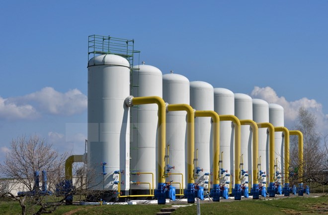 Một trạm bơm kh&iacute; đốt tại thị trấn Boyarka thuộc Kiev, Ukraine ng&agrave;y 22/4