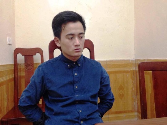 Đậu Tất Th&agrave;nh (SN 1993, ở x&atilde; Diễn Th&agrave;nh, Diễn Ch&acirc;u, Nghệ An) tại cơ quan c&ocirc;ng an