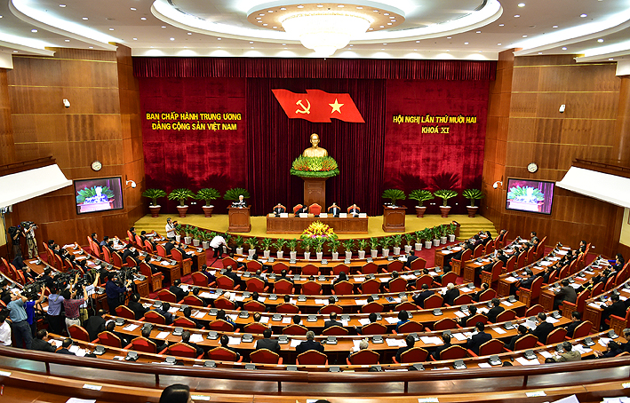 Quang cảnh Hội nghị lần thứ 12, Ban Chấp h&agrave;nh Trung ương Đảng kh&oacute;a XI diễn ra tại thủ đ&ocirc; H&agrave; Nội s&aacute;ng nay ng&agrave;y 5/10