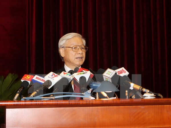 Tổng Bí thư Nguyễn Phú Trọng phát biểu khai mạc Hội nghị Trung ương lần thứ 12 (khóa XI) vào sáng nay 5/10