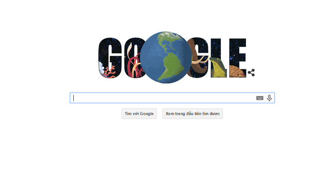 Người d&ugrave;ng c&oacute; thể chơi trắc nghiệm vui ng&agrave;y Tr&aacute;i Đất ngay tr&ecirc;n trang chủ Google
