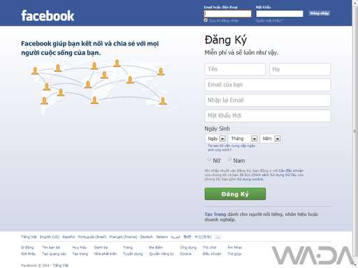 giao diện facebook 2014