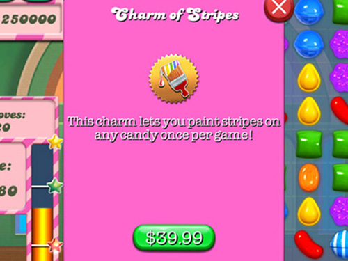 Trả tiền để mua trợ gi&uacute;p trong Candy Crush. Ảnh: King.comTrả tiền để mua trợ gi&uacute;p trong Candy Crush.