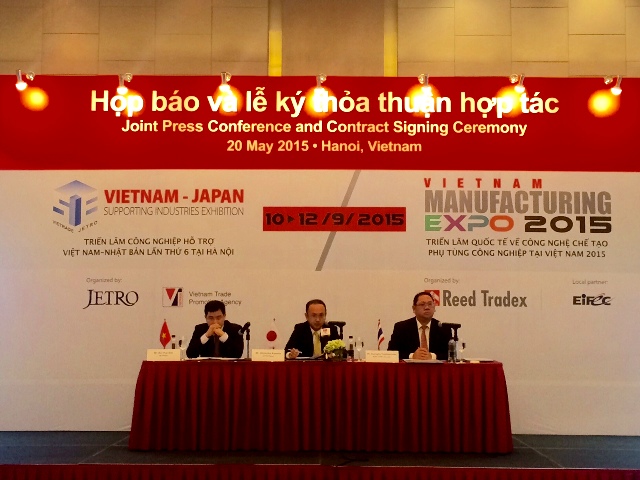 Triển l&atilde;m C&ocirc;ng nghiệp hỗ trợ Việt Nam &ndash; Nhật Bản lần thứ 6 v&agrave; Triển l&atilde;m quốc tế về c&ocirc;ng nghệ chế tạo phụ t&ugrave;ng c&ocirc;ng nghiệp tại Việt Nam (Vietnam Manufacturing Expo 2015) sẽ đồng thời diễn ra từ ng&agrave;y 10-12/9/2015 tại H&agrave; Nội