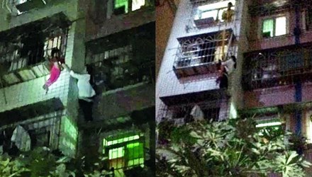 Nữ &ldquo;người nhện&rdquo; leo 5 tầng ch&oacute;t v&oacute;t cứu b&eacute; 3 tuổi