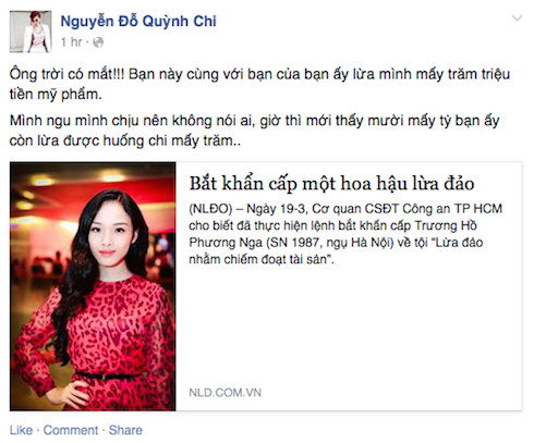D&ograve;ng chia sẻ của Quỳnh Chi về Trương Hồ Phương Nga thu h&uacute;t sự ch&uacute; &yacute; rất lớn của cư d&acirc;n mạng