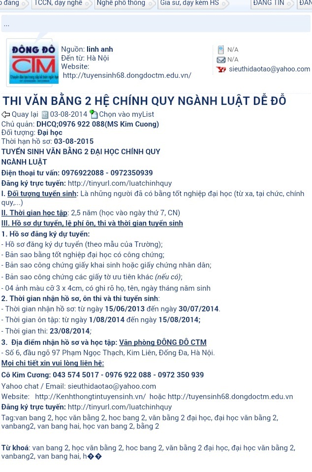 Đ&acirc;y l&agrave; c&aacute;ch m&agrave; Trường TC Đ&ocirc;ng Đ&ocirc; mời gọi th&iacute; sinh dự tuyển