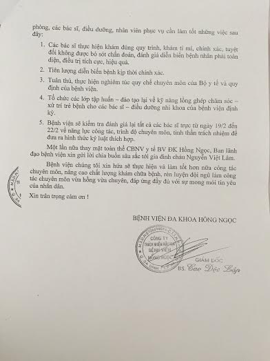 Bệnh nhi tử vong, bệnh viện Hồng Ngọc n&oacute;i g&igrave;?