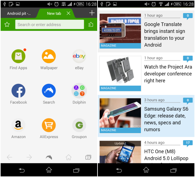 Tr&igrave;nh duyệt Dolphin Browser l&agrave; ứng dụng Android chất lượng tốt
