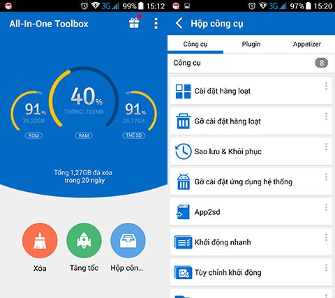 All-In-One Toolbox l&agrave; ứng dụng hay cung cấp rất nhiều c&ocirc;ng cụ dọn dẹp