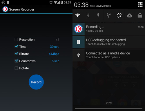 Screen Recorder For KitKat l&agrave; 1 ứng dụng hay để quay phim m&agrave;n h&igrave;nh 