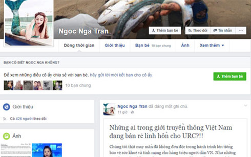 Hình ảnh chụp lại từ màn hình facebook Ngoc Nga Tran