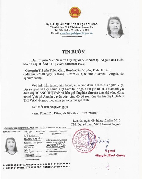 người việt chết ở angola