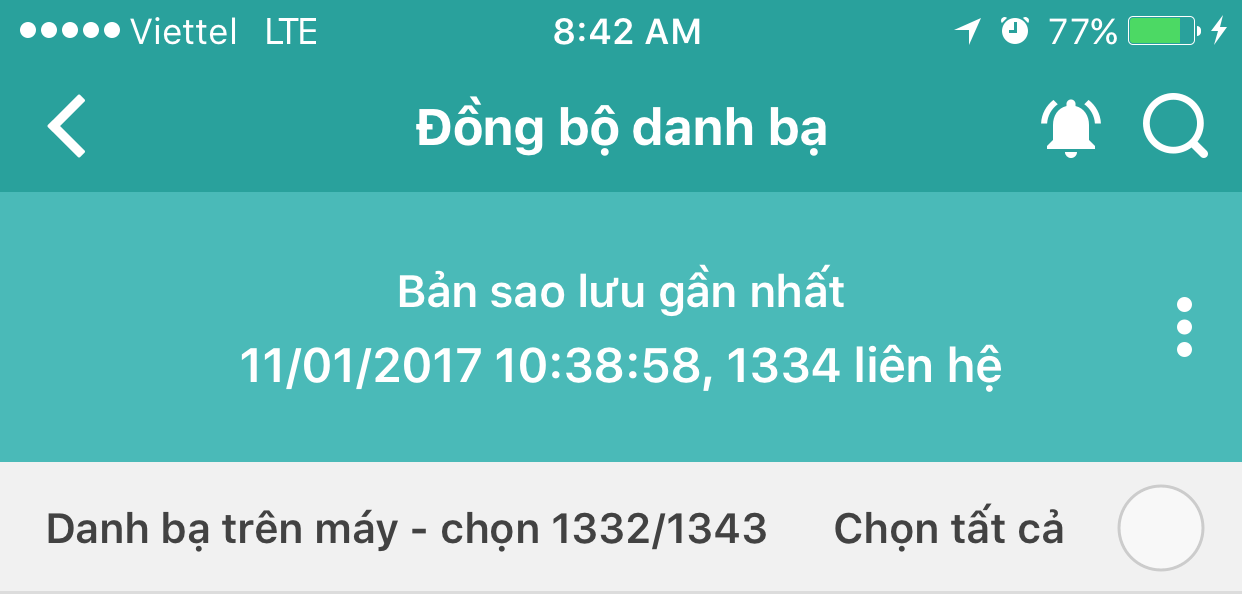 Đồng bộ danh bạ m&atilde; v&ugrave;ng mới 