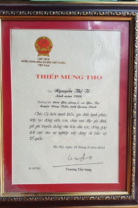 người sống thọ nhất tỉnh quảng ninh
