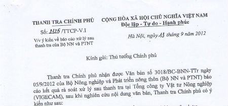 Ảnh chụp công văn mới của Thanh tra 13Win15 com - Thương hiệu nhà cái uy tín tái khẳng định sai phạm của Vigecam