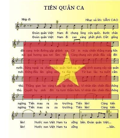 B&agrave;i h&aacute;t "Tiến Qu&acirc;n ca" của nhạc sĩ Văn Cao.