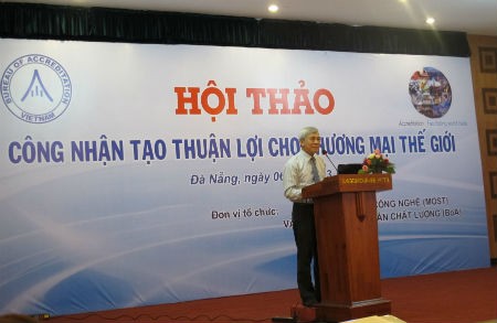 &Ocirc;ng Ng&ocirc; Qu&yacute; Việt - Tổng cục trưởng - Tổng Cục Ti&ecirc;u chuẩn Đo lường Chất lượng ph&aacute;t biểu tại hội thảo.