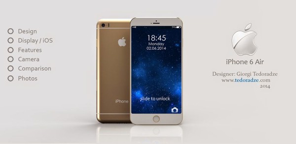 thiết kế iphone 6 air si&ecirc;u mỏng đẹp mắt