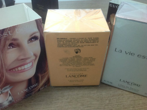 Nước hoa GUCCI, LANC&Ocirc;ME nhập khẩu từ Trung Quốc nhưng tren bao b&igrave; lại ghi xuất xứ từ Ph&aacute;p