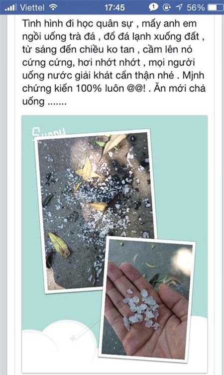 Loại đ&aacute; m&agrave; T. v&agrave; c&aacute;c bạn đ&atilde; sử dụng, mặc d&ugrave; đ&atilde; được hất xuống đất với thời gian kh&aacute; l&acirc;u nhưng đ&aacute; gần như kh&ocirc;ng tan.