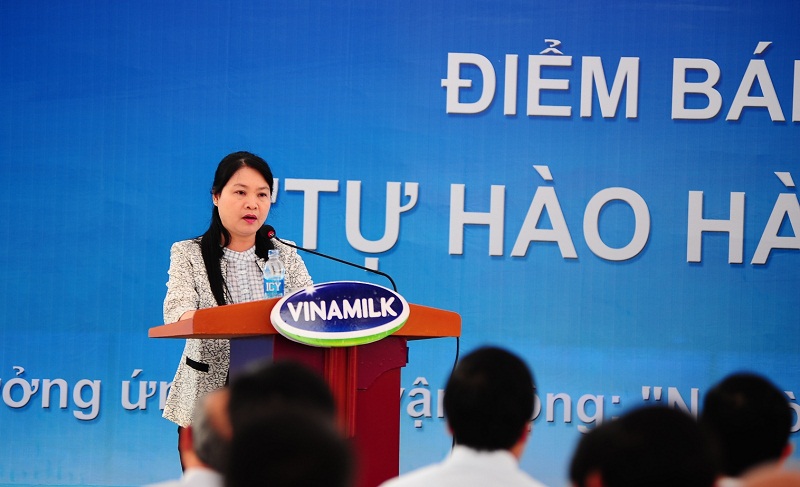 Bà Võ Thị An - Phó Giám đ&ocirc;́c Sở C&ocirc;ng thương tỉnh Nghệ An phát bi&ecirc;̉u tại lễ khai trương