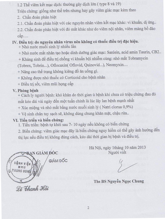 Từ th&aacute;ng 10.2013 n&agrave;y sẽ &aacute;p dụng ph&aacute;c đồ điều trị bệnh đau mắt đỏ mới.
