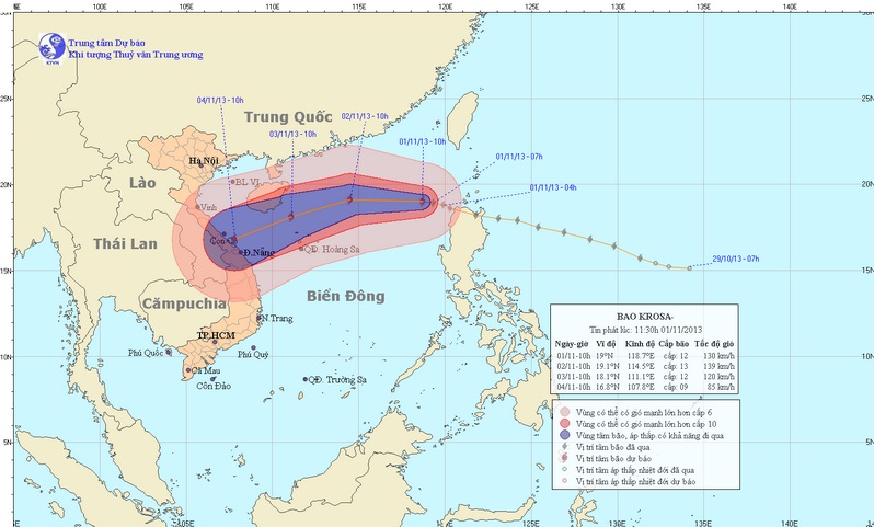 B&atilde;o số 12 nhằm hướng đổ bộ v&agrave;o miền Trung