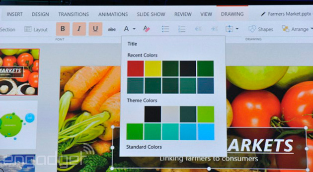 Sau khi ra mắt Office cho iPad thì 1 phiên bản tương tự cho các tablet và máy tính chạy Windows 8 dùng màn hình cảm ứng cũng được công bố. Bản Office này sẽ có 1 số thành phần giao diện giống với phiên bản cho iPad, tuy nhiên bên cạnh đó nó cũng có nhiều điểm khác, với layout mang tính truyền thống hơn tối ưu cho tablet Windows. 