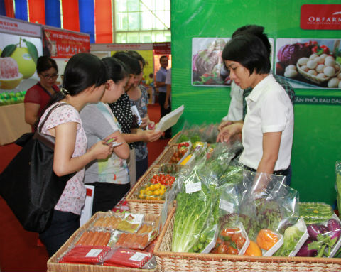 Gian hàng giới thiêu nông sản trồng theo Tiêu chuẩn GAP.