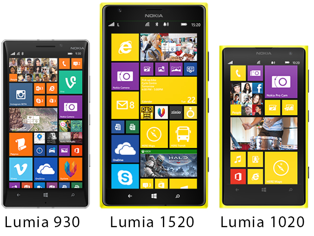  Lumia 930, Lumia 1520 v&agrave; Lumia 1020