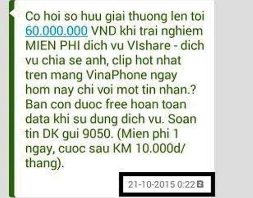 vinaphone nhắn tin quảng c&aacute;o l&uacute;c nửa đ&ecirc;m