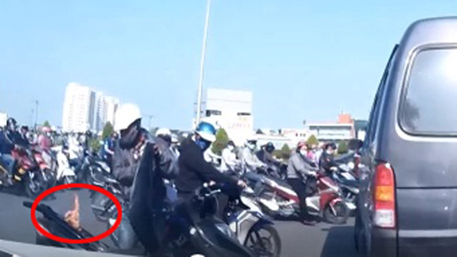 Ngọn lửa bốc l&ecirc;n từ cốp xe m&aacute;y. Ảnh: Thanh Ni&ecirc;n