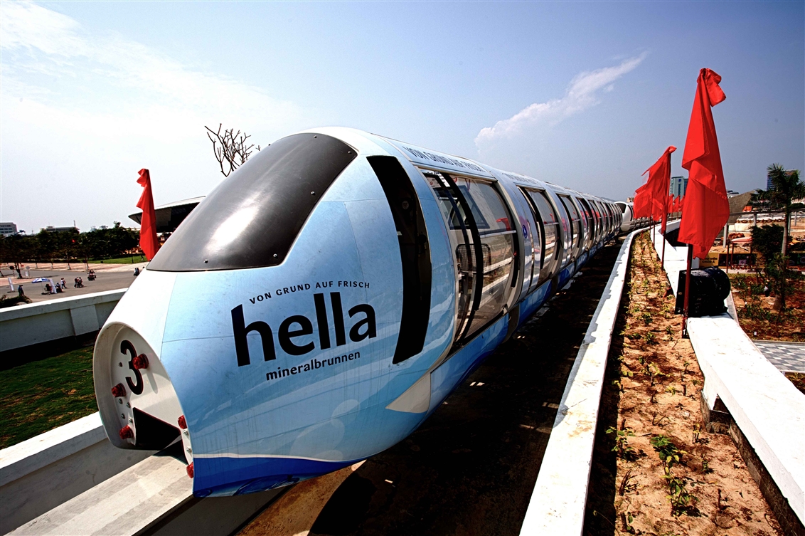 xe điện một ray tr&ecirc;n cao Monorail hiện đại nhất Việt Nam